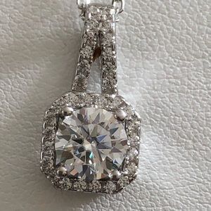 New - Sterling Silver Certified 1 Carat Moissanite Necklace with Certificate